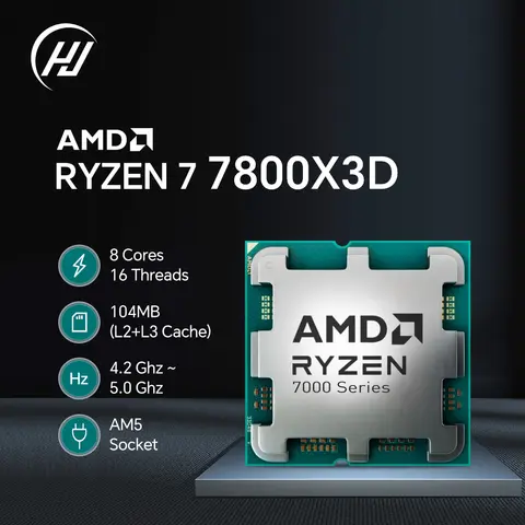 AMD Ryzen 7 7800X3D New 5.0GHz 8-Core 16-Thread PCIe 5.0 CPU Processor DDR5 120W TDP AM5 Socket R7 7800x3d 5NM but no cooler