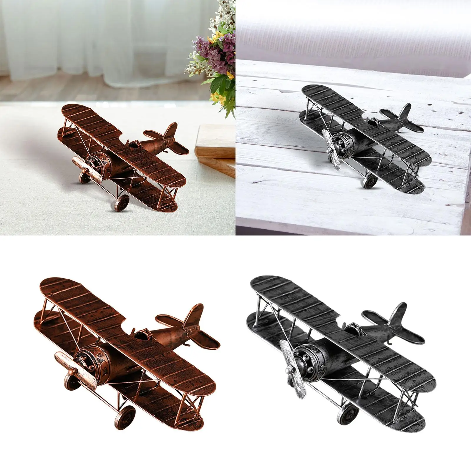 

Iron Aircraft Biplane Ornament Aircraft Ornaments for Desktop Office Shelf