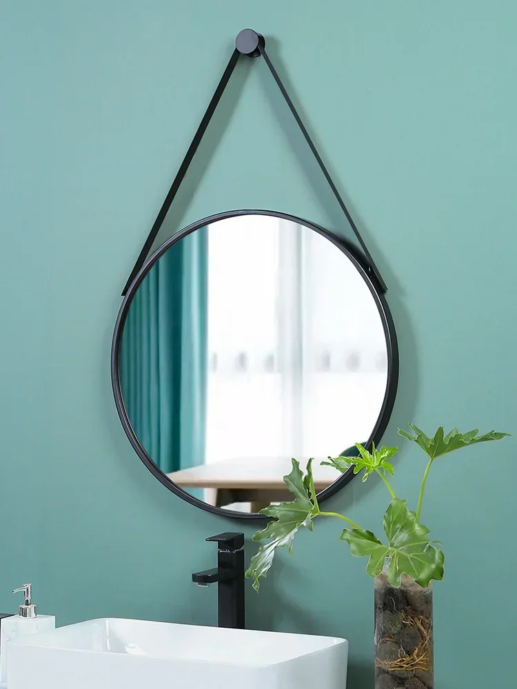 Nordic Wall Mounted Bathroom Mirror Round Mirror Modern Simple Makeup Toilet Sink Sink Wall Mounted Bathroom