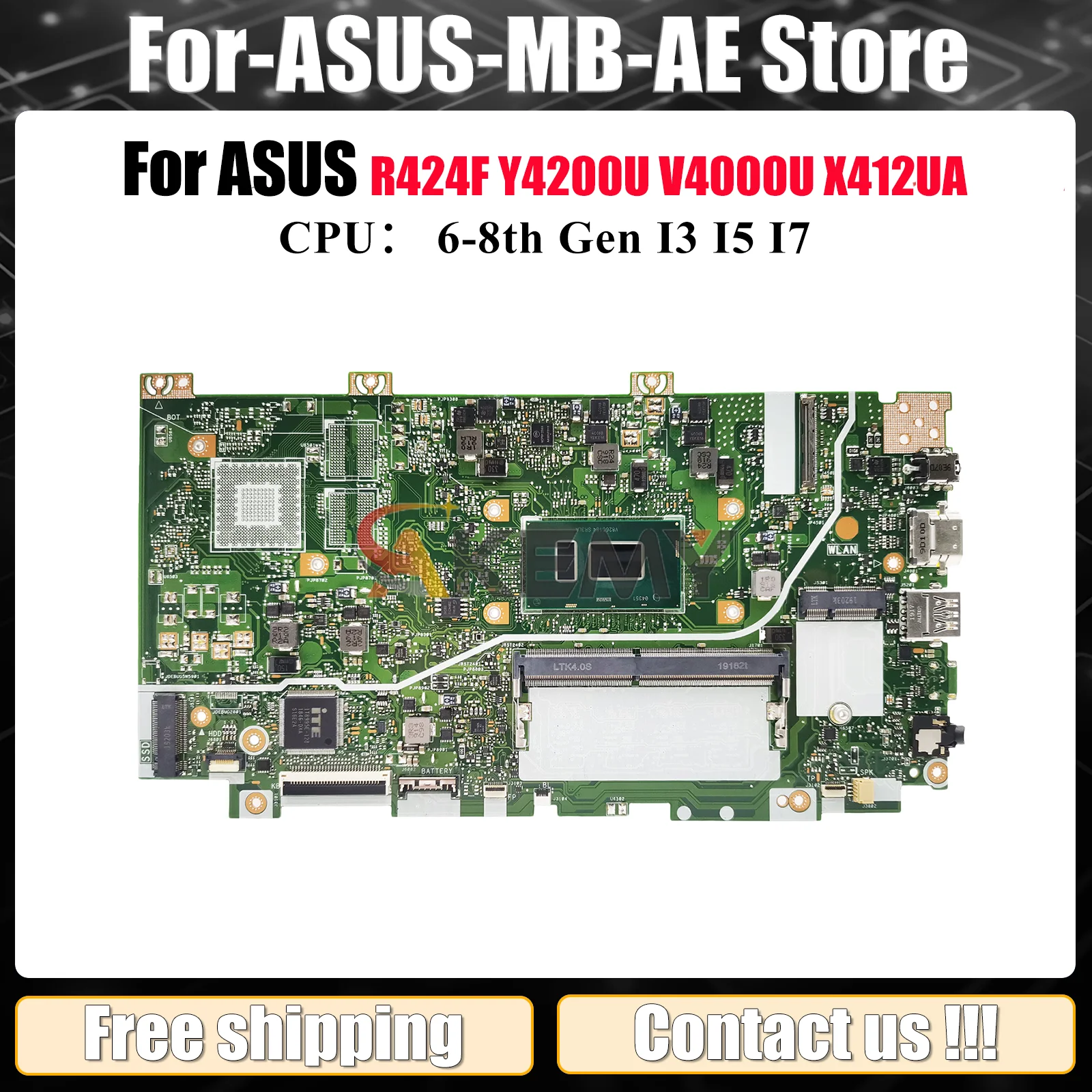 

Материнская плата для ноутбука X412UA ASUS VivoBook X412U Y4200U X412UA R424F X412UF X412UB V4000U с процессором I3 I5 I7, тест в порядке