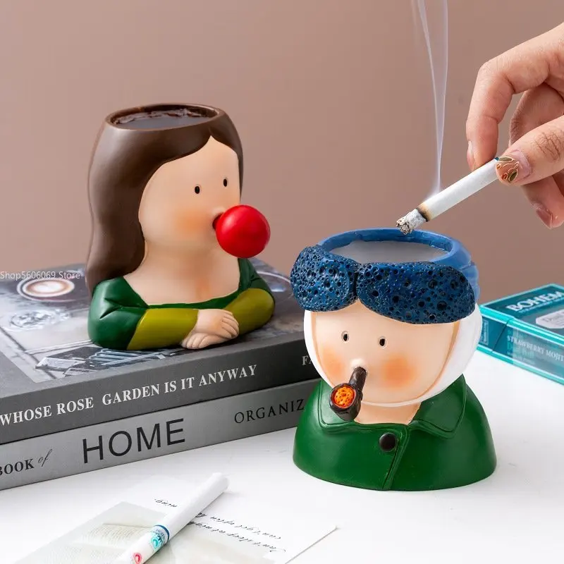 Scandinavian Ins Style Cartoon Ashtray Art Decorative Ornaments Makeup Brush Storage Bucket Personality Trend Home Pen Holder