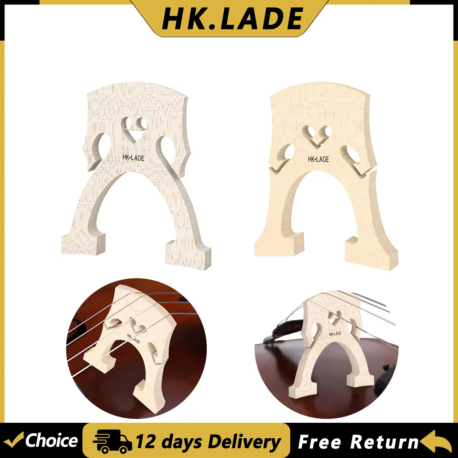 HK.LADE Ahorn 4/4 Cello Brücke Hochwertige Ahorn Cello Brücke Professionelle Saiteninstrument Cello Teile & Zubehör