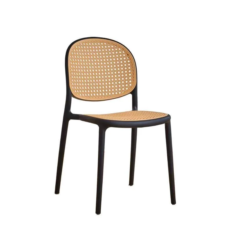 Plastic rattan chair household dining chair stackable mahjong table backrest