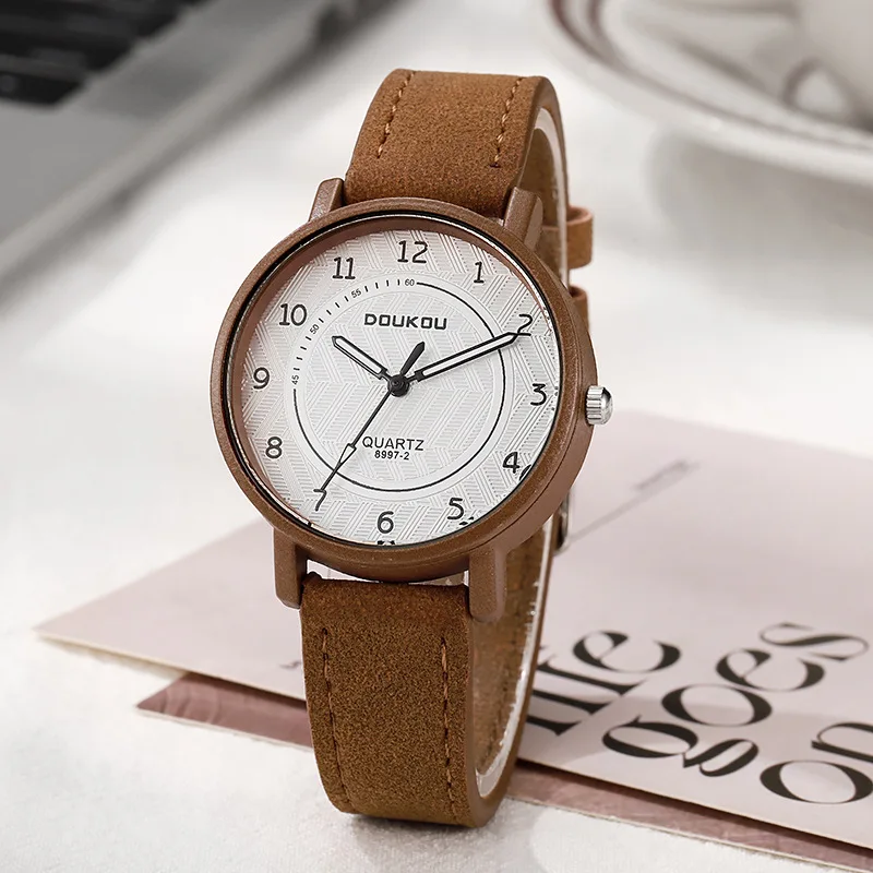 أزياء المرأة ووتش الأرقام العربية الهاتفي كوارتز ساعة طالب الحد الأدنى امتحان ووتش حزام من الجلد الفاخرة هدية ساعات المعصم