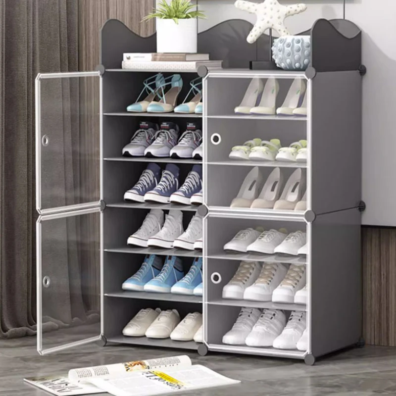 

Assembled Storage Shoe Rack Plastic Designer Black Entrance Hall Narrow Shoe Cabinet Dorm Space Saving Zapateros Home Furniture