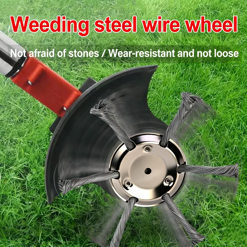 Weed Brush Head Steel Wire Wheel Grass Trimmer Head Removal Moss Rust Lawn Mower Grass Brush Disc Weed Brush Trimmer Heads