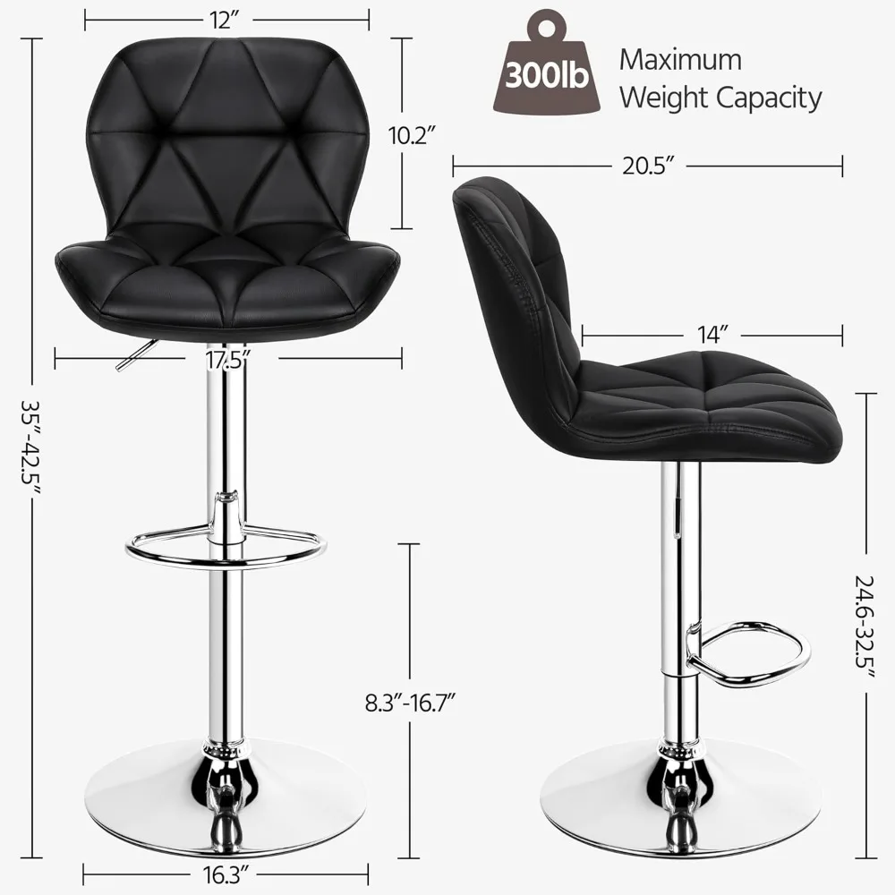 Swivel Barstools, Modern Counter Stools with Back and Footrest, Counter Height Barstools for Bar, Kitchen, Dining Room