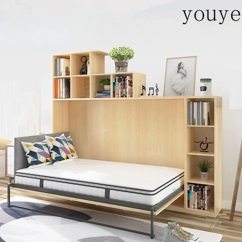 Home Custom Foyer Wall Bed For Living Room, Partition Invisible Storage For Bookshelf, Side Flip Bed, Dual-use Hidden Folding Be