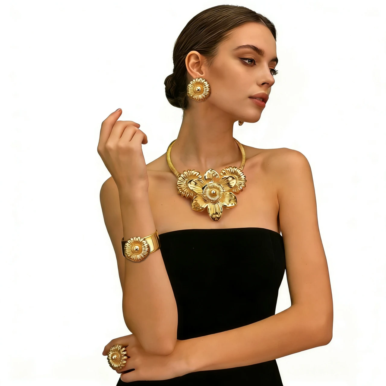 Exquisite and fashionable high-end jewelry set, suitable for various parties, brides and weddings to wear FHK16845