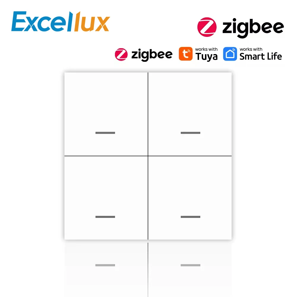 Tuya ZigBee Wireless 12 Scene Switch Push Button 4 Gang Smart Life App Intelligent Scenarios Linkage Switches For Zigbee Devices