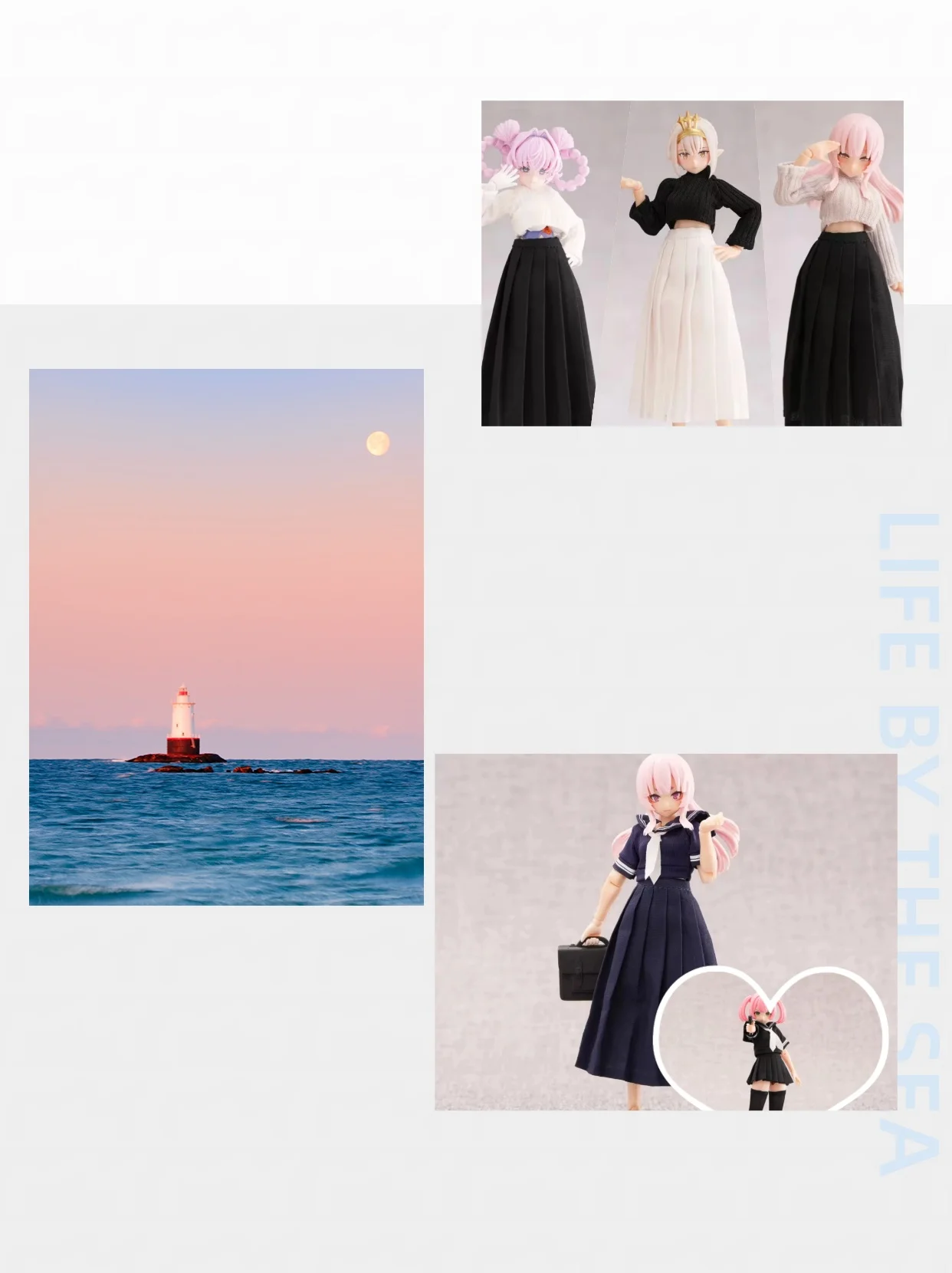 【30days Made】1/12 Scale Female Soldier Handmade Sailor Suit Crop Sweater Short/Long Pleated Skirt Fit 6''Action Figure Model