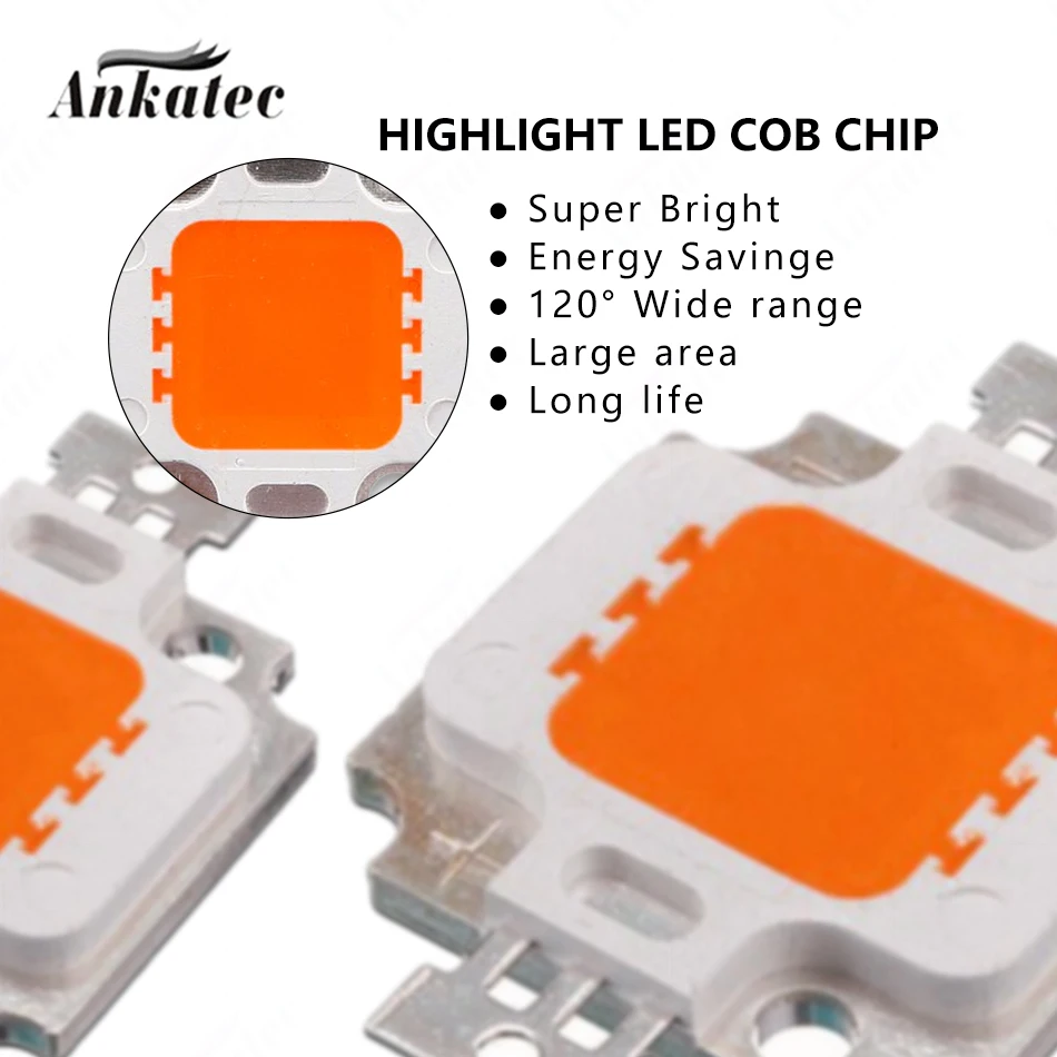 3 pz/lotto Full Spectrum 380-840nm LED COB Chip lampada perline 10W staffa in rame ad alta potenza 9-12V per pianta da serra coltiva la luce