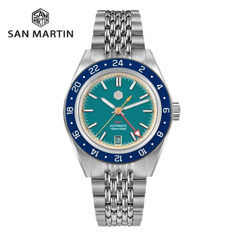 

San Martin Original Design Fashion GMT 39.5mm Men Sports Watch Japan NH34 Automatic Mechanical Waterproof 100m SN0116 Reloj