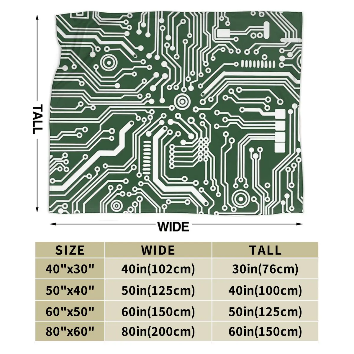 Dark Green Microchip Hardware Circuit Design Blankets Soft Warm Flannel Throw Blanket Plush for Bed Living room Picnic Home Sofa