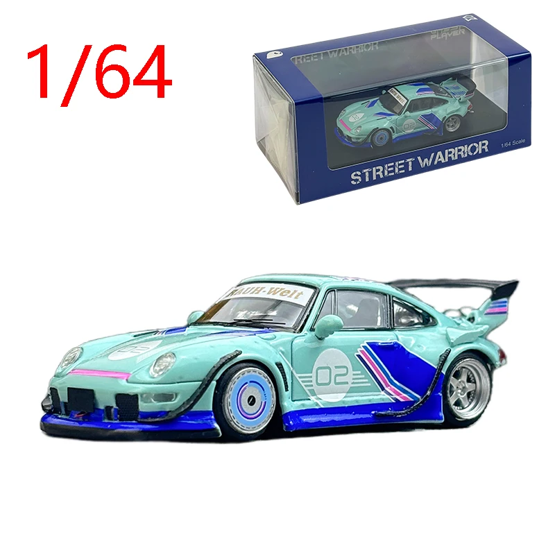 Diecast 1/64 Scale Porsche RWB 993 Green Glow-in-the-dark Modified Sports Car Alloy Porsche RWB 993 Model Collection Decoration