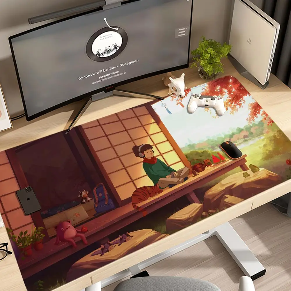 

Осенний коврик для послеобеденной мыши 1200x600, популярный аниме csgo Taro Sakamoto Days XXL, большие игровые нескользящие офисные коврики для клавиатуры, настольный коврик
