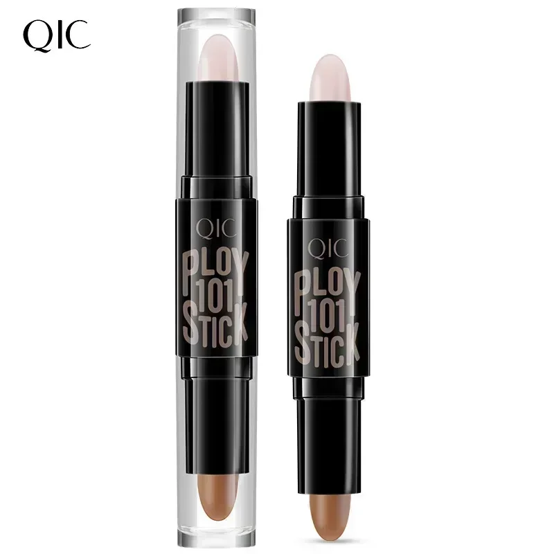 QIC Double Head Contour Stick Three-dimensional Face Brighten Skin Colour Highlight Stick Waterproof Oil-control Concealer 5.6g