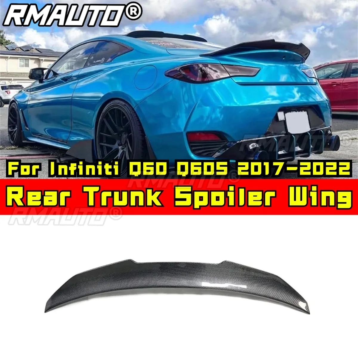 

Заднее крыло автомобиля, задний спойлер багажника, диффузор, протектор для Infiniti Q60 Q60S 2017-2022, комплект кузова, автомобильные аксессуары