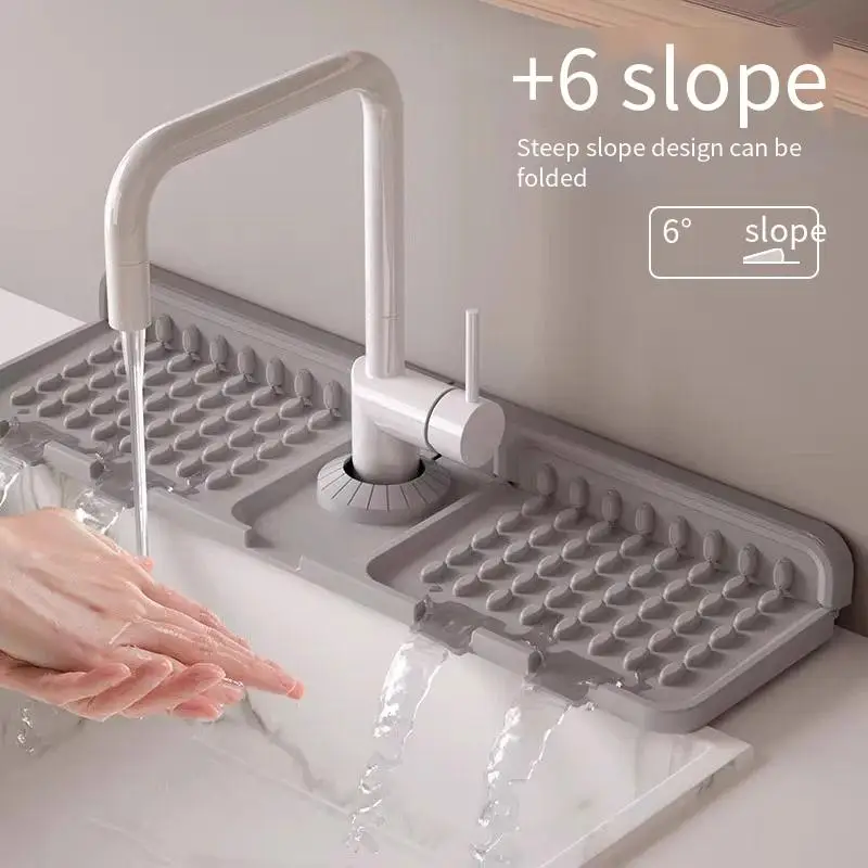 Silicone Faucet Draining Pad, Foldable and Freely Customizable Waterproof Pad, Multi-functional Kitchen Sink Splash-proof Pad