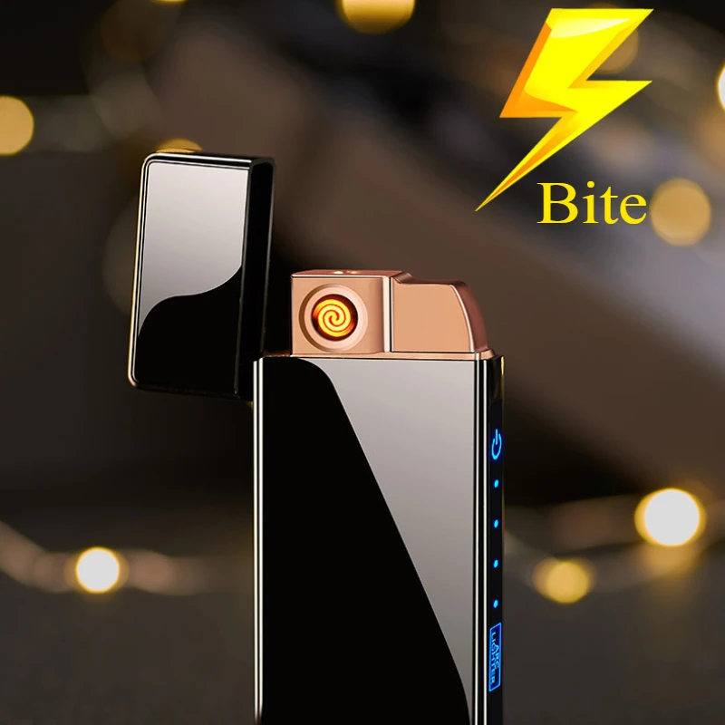 Newest Gas-electric Rechargeable Lighter Windproof Personalized Electronic Fingerprint Cigarette Lighters & Smoking Accessories