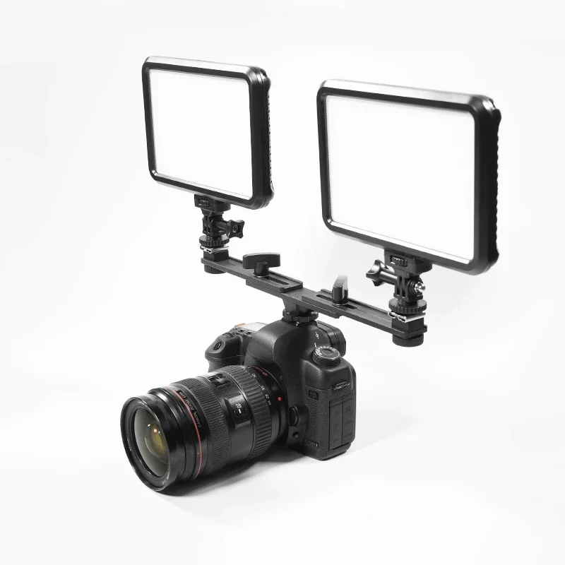 Dual Hot Shoe Bracket Mount Holder, Twin Speed Light Flash, Fit para DSLR, Câmeras SLR, Foto, Vídeo, Fotografia Acessórios, 13"