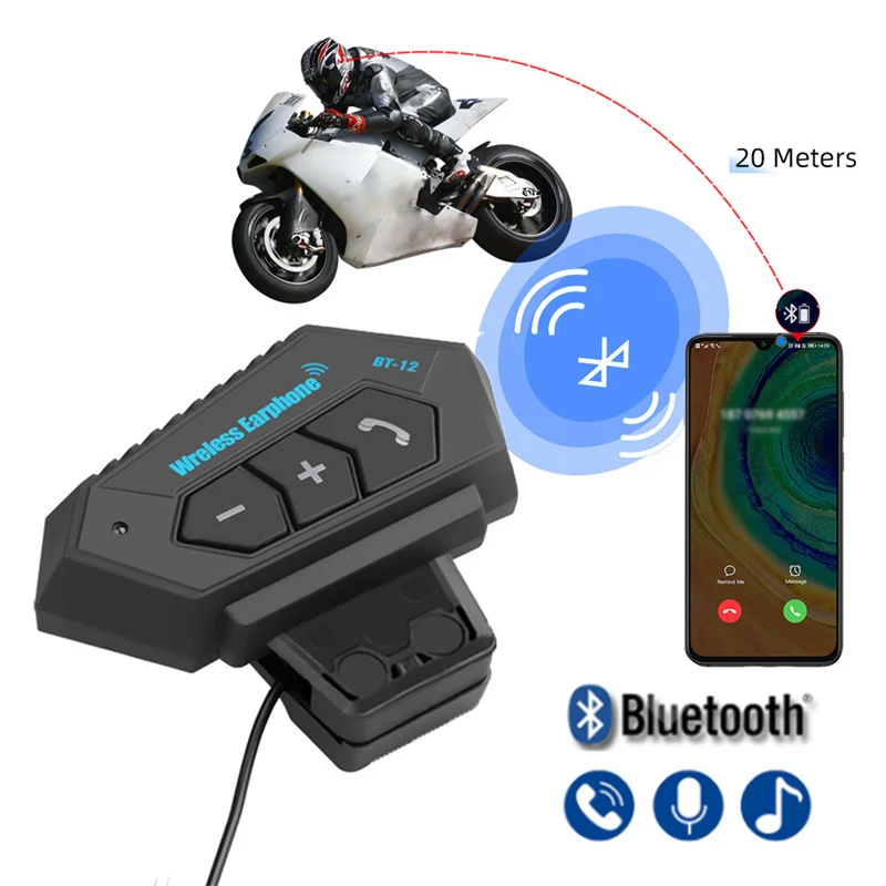 Bluetooth 5.0 Wireless Motorcycle Helmet Headset Hands-free Call Phone Motorcycle Waterproof Earphone Music Player Helmet Set