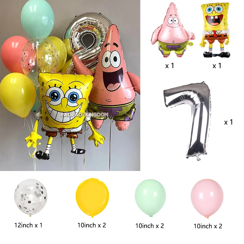 SpongeBob Schwammkopf Folienballon-Set Niedliche Cartoon-Ballons für Kinder Jungen Mädchen Geburtstagsfeier Dekorationen – Detail 16