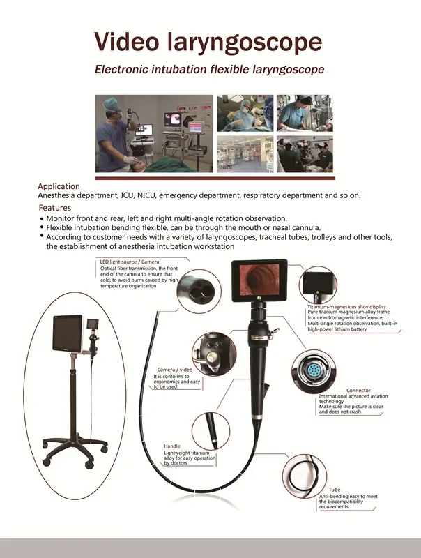 Medical Kit Flexible Video Laryngoscopy with 5 Inch Large Touch Screen Flexible Laryngoscopy Price