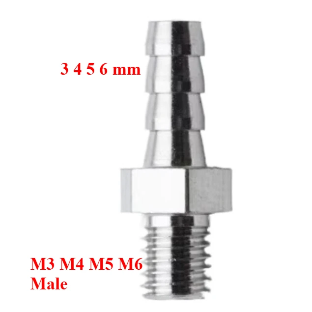 

Mini M3 M4 M5 M6 Metric Male X 3 4 5 6 mm Hose Barb Brass Nickel Plated Pipe Fitting Connector Air Water Oil Lubrication System