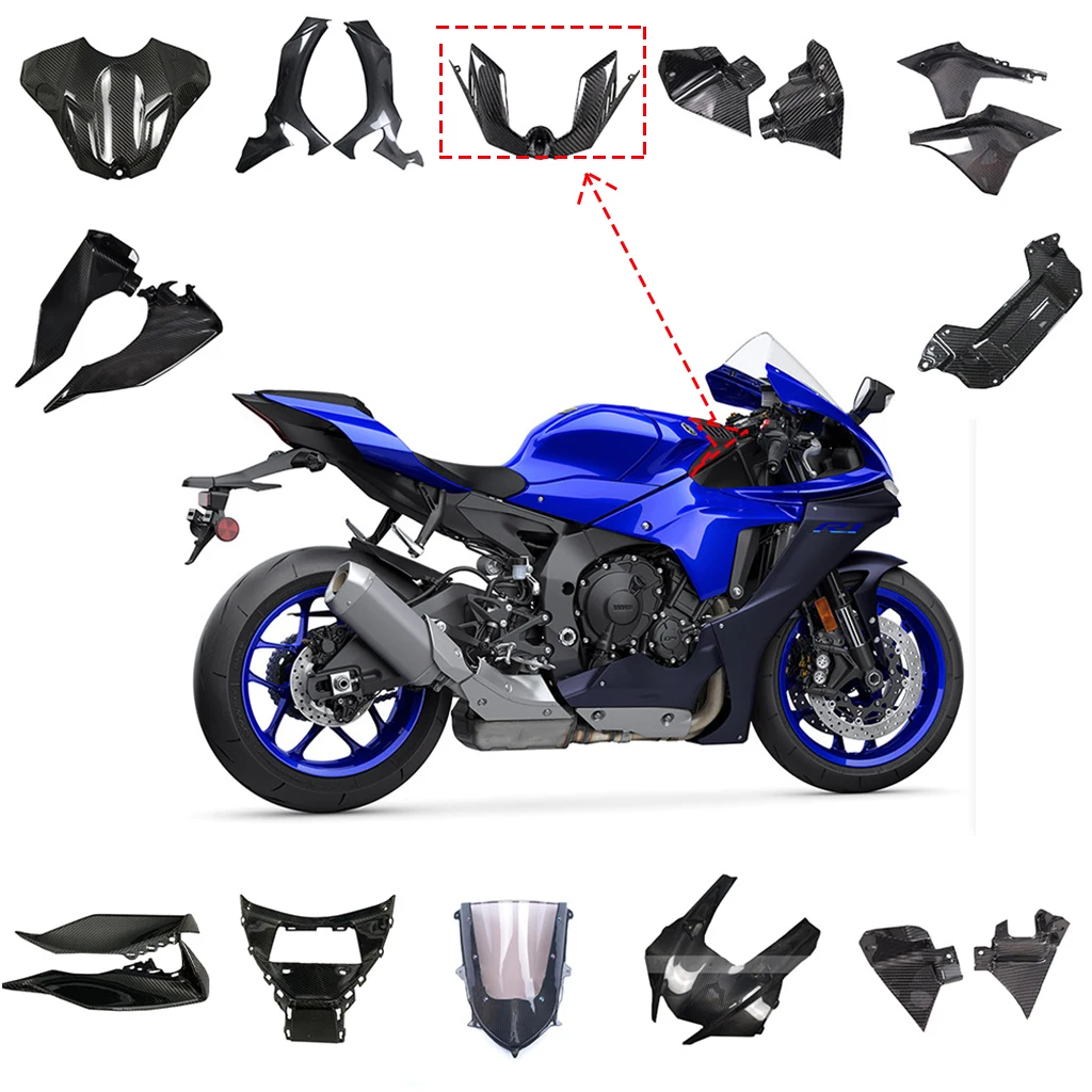 

Real 100% Carbon Fiber Motorcycle Accessories Airbox Cover Front Piece Fairing For YAMAHA R1 R1M 2020 2021 2022