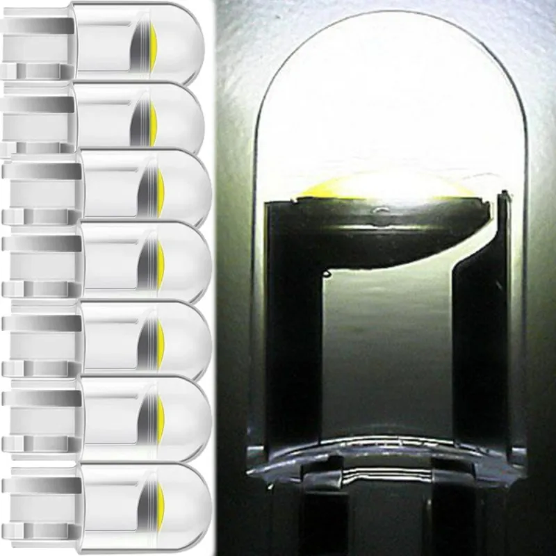 

T10 W5W LED Car Canbus Glass COB 6000K Reading Dome Lamp Marker Wedge License Plate Light Bulb 168 194 192 DC 12V White