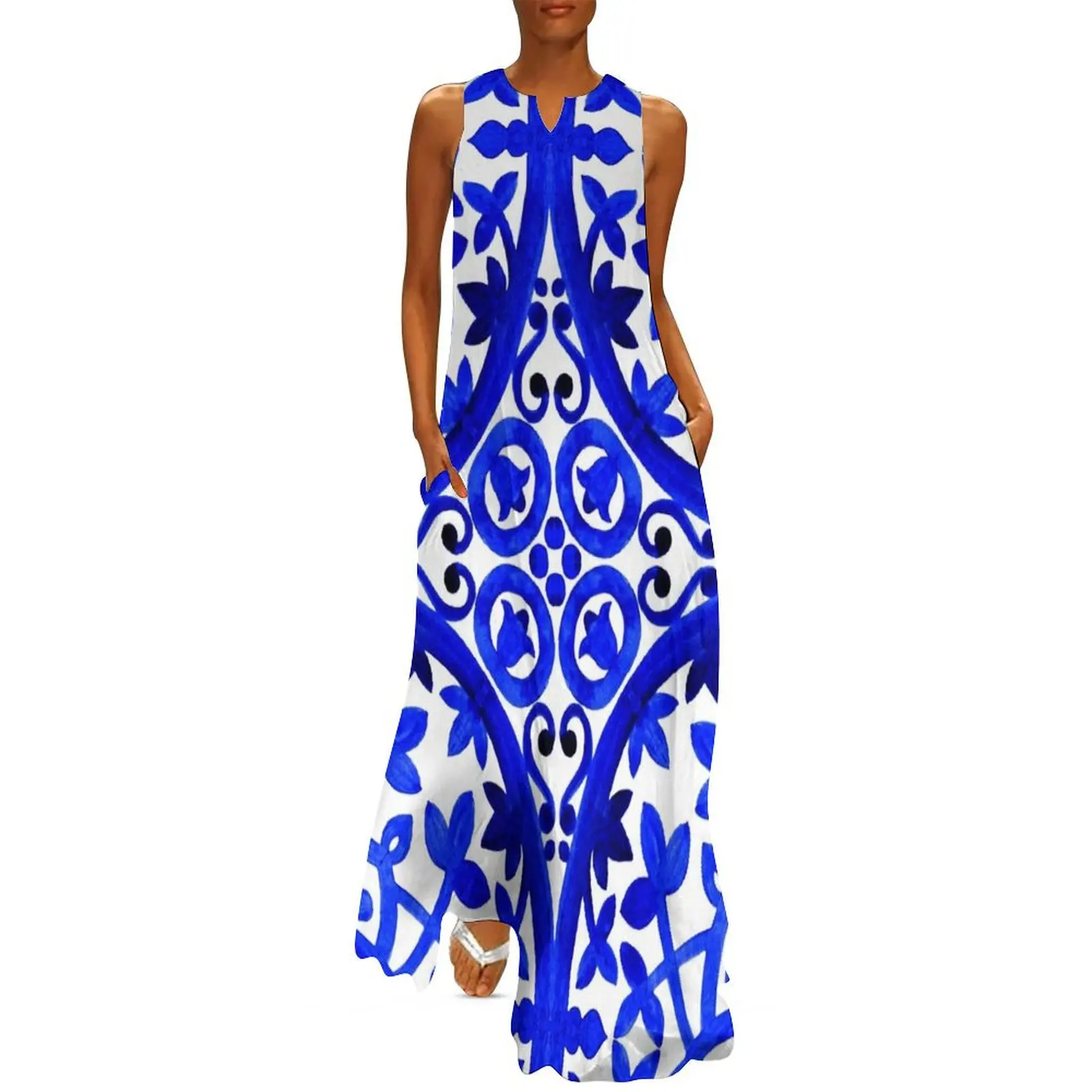 

Portuguese azulejo tiles. Long Dress evening dresses women birthday dress Dress