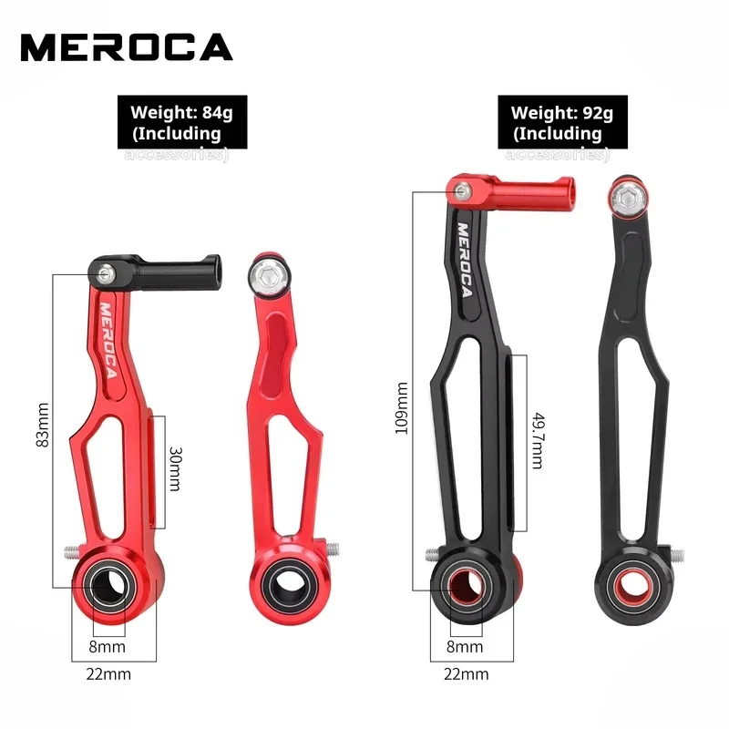 MEROCA Aluminum V-Brake Caliper Set for Folding Bike Dual Pivot Long/Short Arm with Spring Tension Adjustment