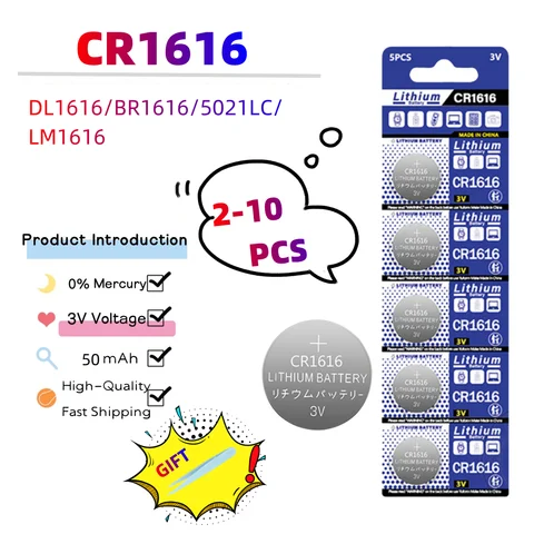 2-10 pièces 3V CR1616 pile bouton au Lithium DL1616 BR1616 ECR16 5021LC L11 L28 LM1616 CR 1616 piles de montre à piles bouton
