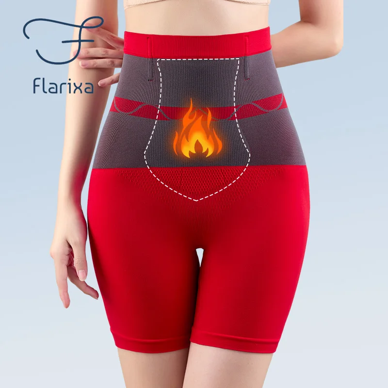 Flarixa bragas reductoras de vientre plano para mujer, pantalones cortos adelgazantes de cintura alta, ropa interior térmica de invierno, levantador