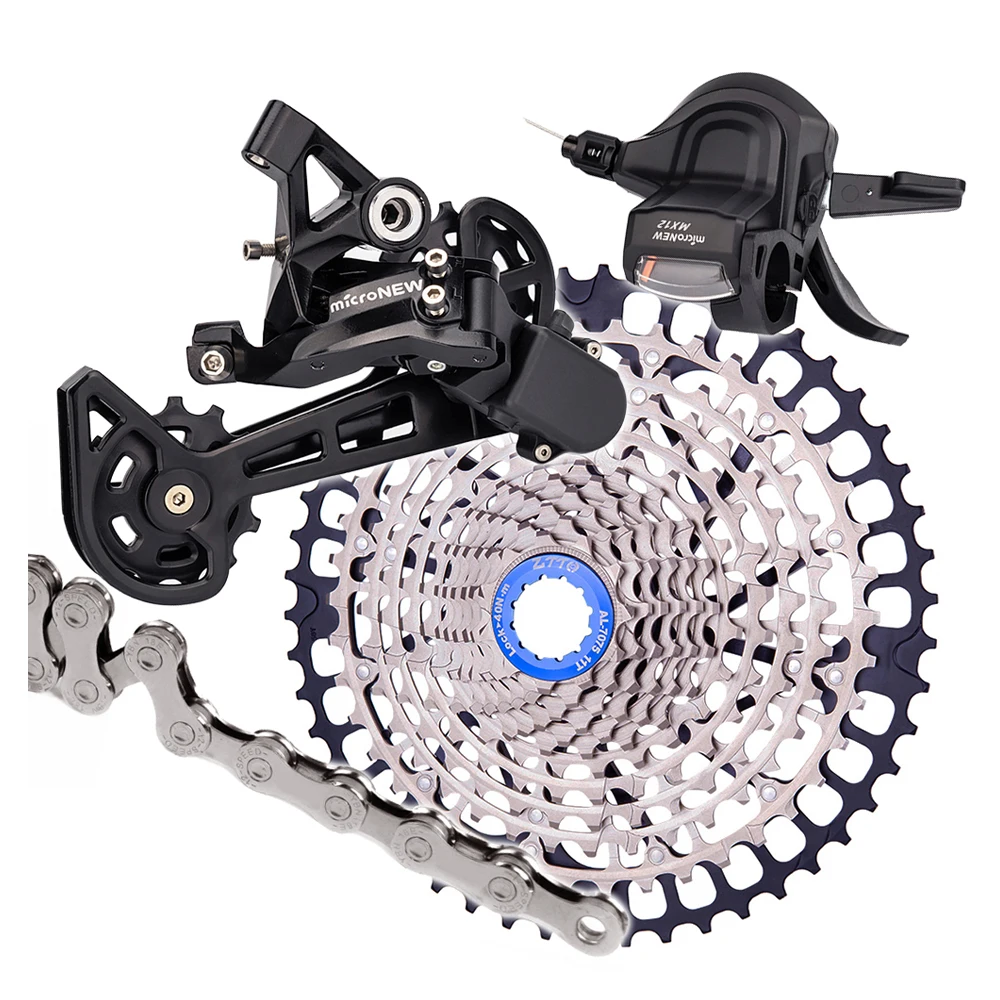ZTTO MTB 12速自転車グループセット リアディレイラー クラッチ&チェーン カセットスプロケット 1x12キット マウンテンバイク フリーホイール用