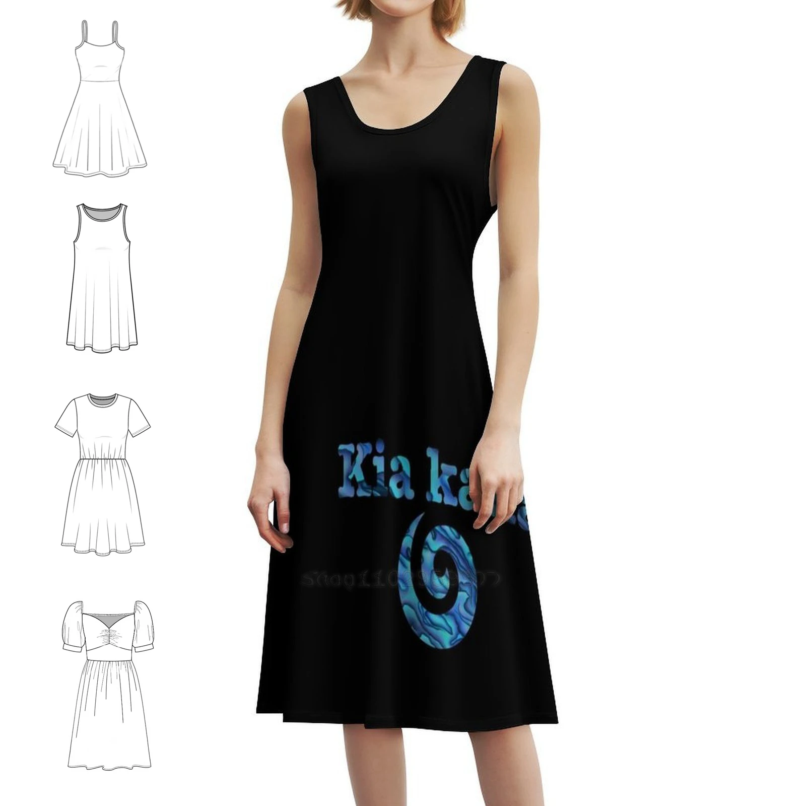 Kaha Koru Sweetheart Neckline Dress Elegant Summer Party Dress For Women Koru Kaha Maori Paua Nz New Zealand Women's Clothing #1