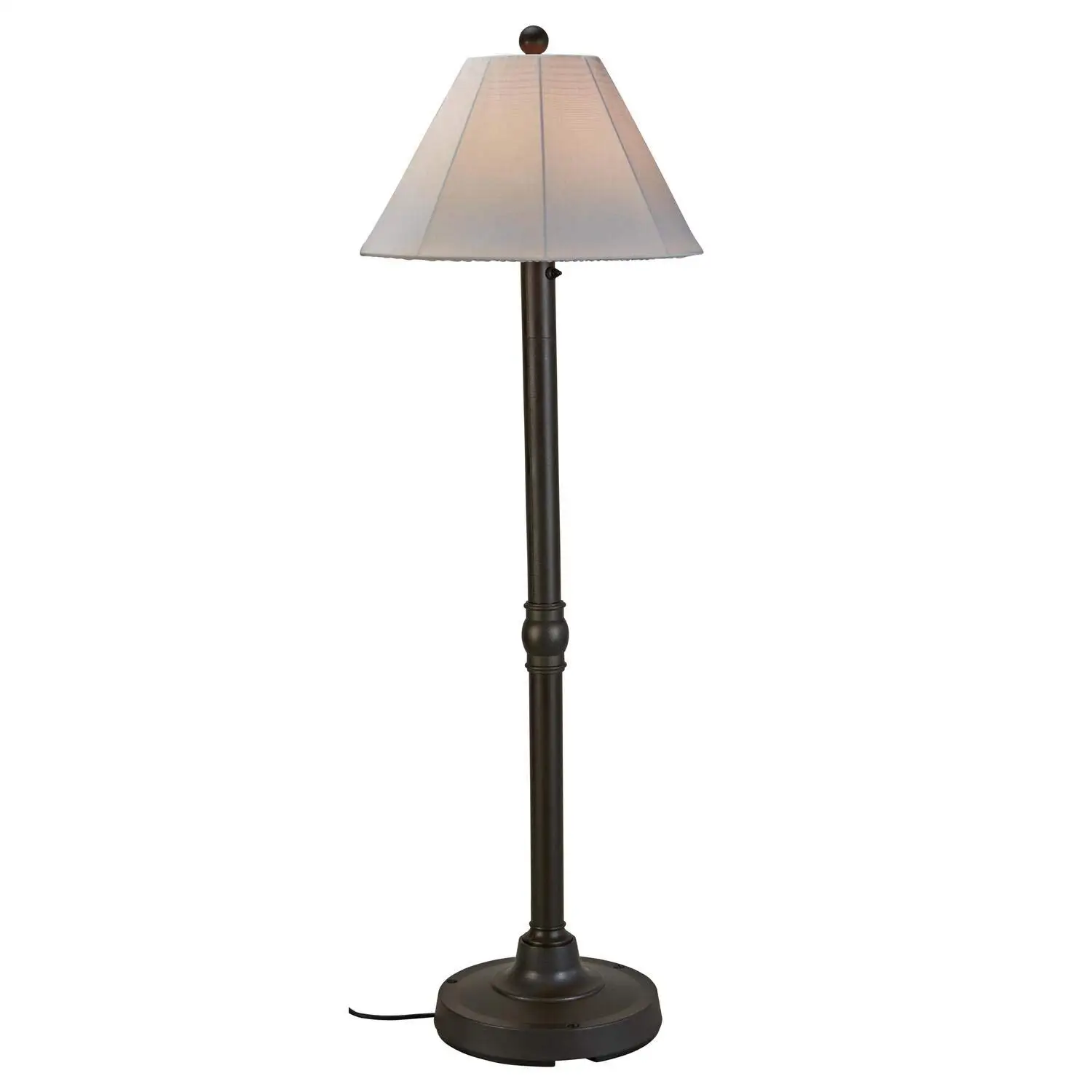 56097 Malibu Outdoor Floor Lamp with Resin Body and Natural Canvas Sunbrella Shade Cover, 28