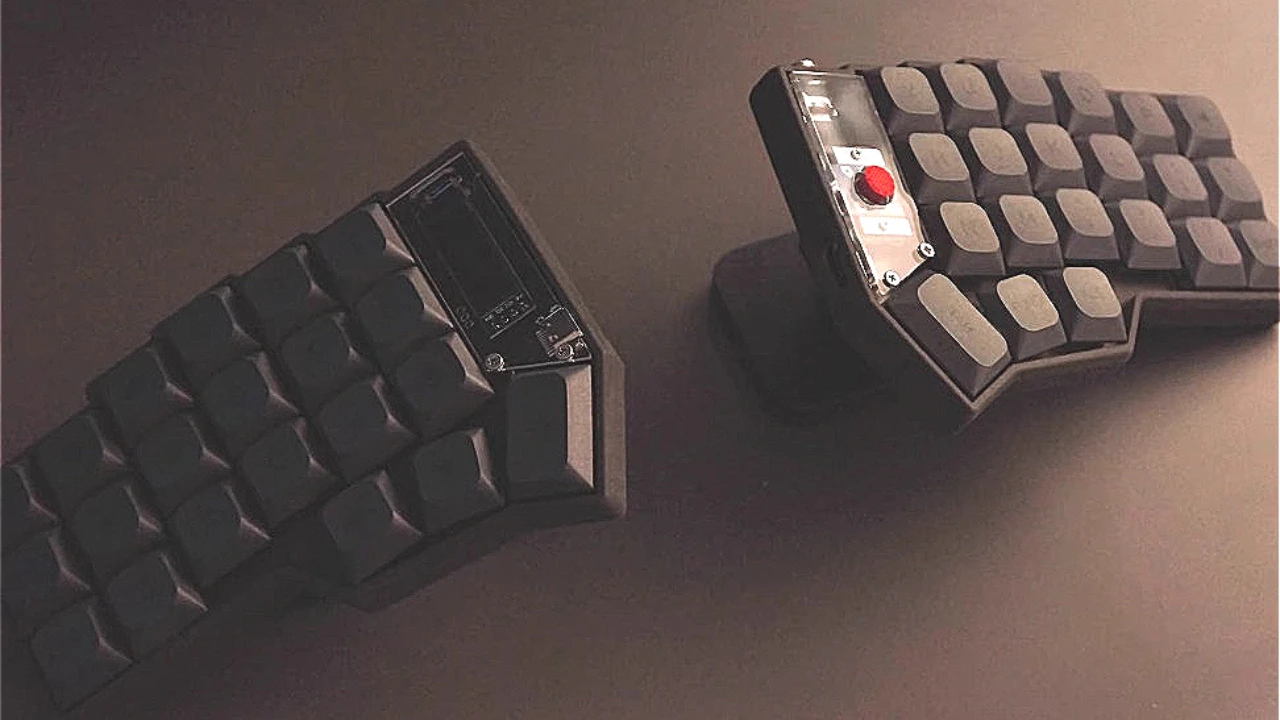 Zestaw klawiatury mechanicznej Corne Low Profile Split z małymi czerwonymi kropkami, obsługuje VIAL Hot Swap, ergonomiczne akcesoria do klawiatury gamingowej.