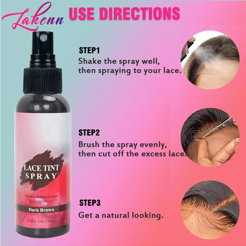 New Lace Tint Spray For Wigs 10Pcs Wholesale Spray Lace Frontal Teint Hair Dye Tinted Lace Spray Private Label Dark Medium Light