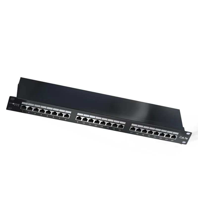 24 Ports Cat 5e Network Patch Panel Rack Mounted 19 Inch RJ45 Port Shielded-ELEC
