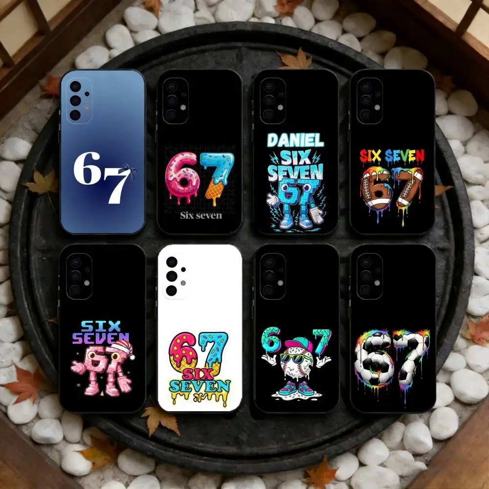 

67 S-Six S-Seven Meme A-Aesthetics Phone Case For Samsung S25,S24,S23,S22,S21,S20,Plus,Fe,Lite,Others Black Cover