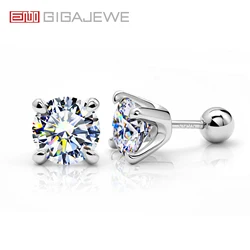 GIGAJEWE Moissanite 4-claw Earrings White D NovaColor S925 Silver 18K Gold Plated Diamond Test Passed Jewelry For Girls Gift