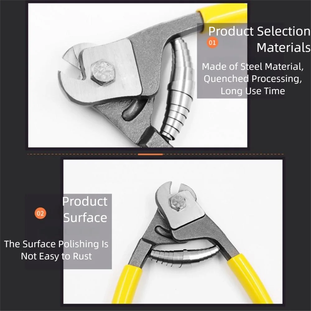 Large Opening Fish Mouth Wire Cutters Waterproof Insulated Bike Wire Pliers Non-slip Household Wire Stripper Manual Pliers Tool