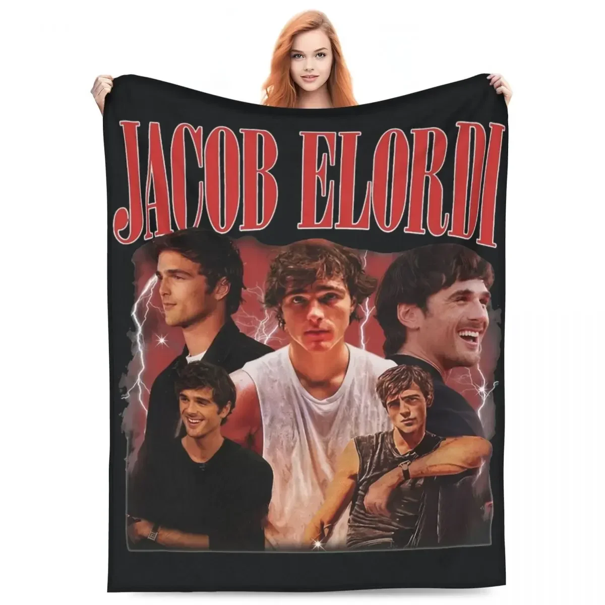 

Jacob Elordi Flannel Throw Blanket Super Soft Actor Themed Bedding Versatile for Couch Bed Camping Spring Novelty Gift