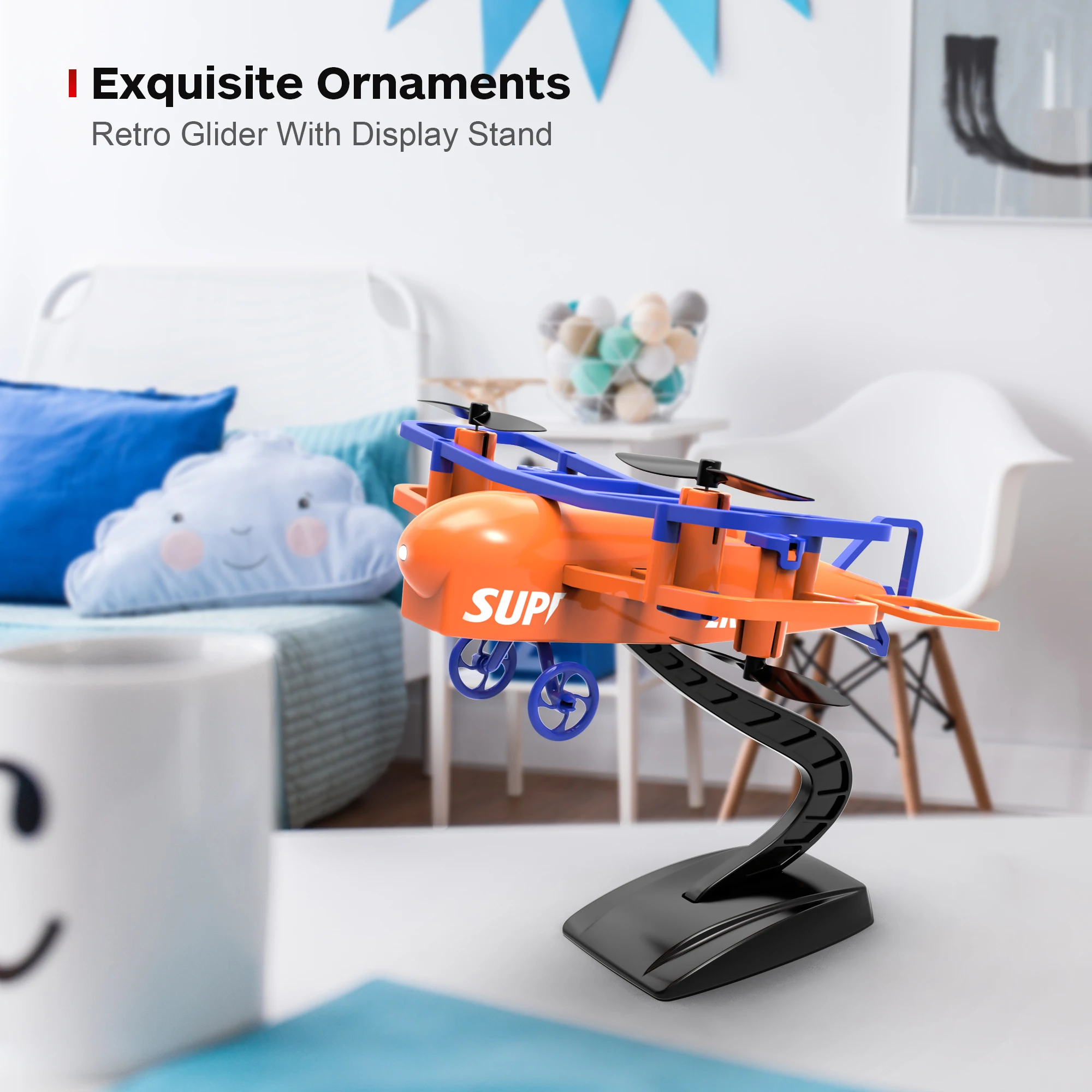 

DWI 2.4G RC Helicopter with Light Fall Resistant Retro glider with display stand Aircraft Flying Kids Toys for Boys Gifts