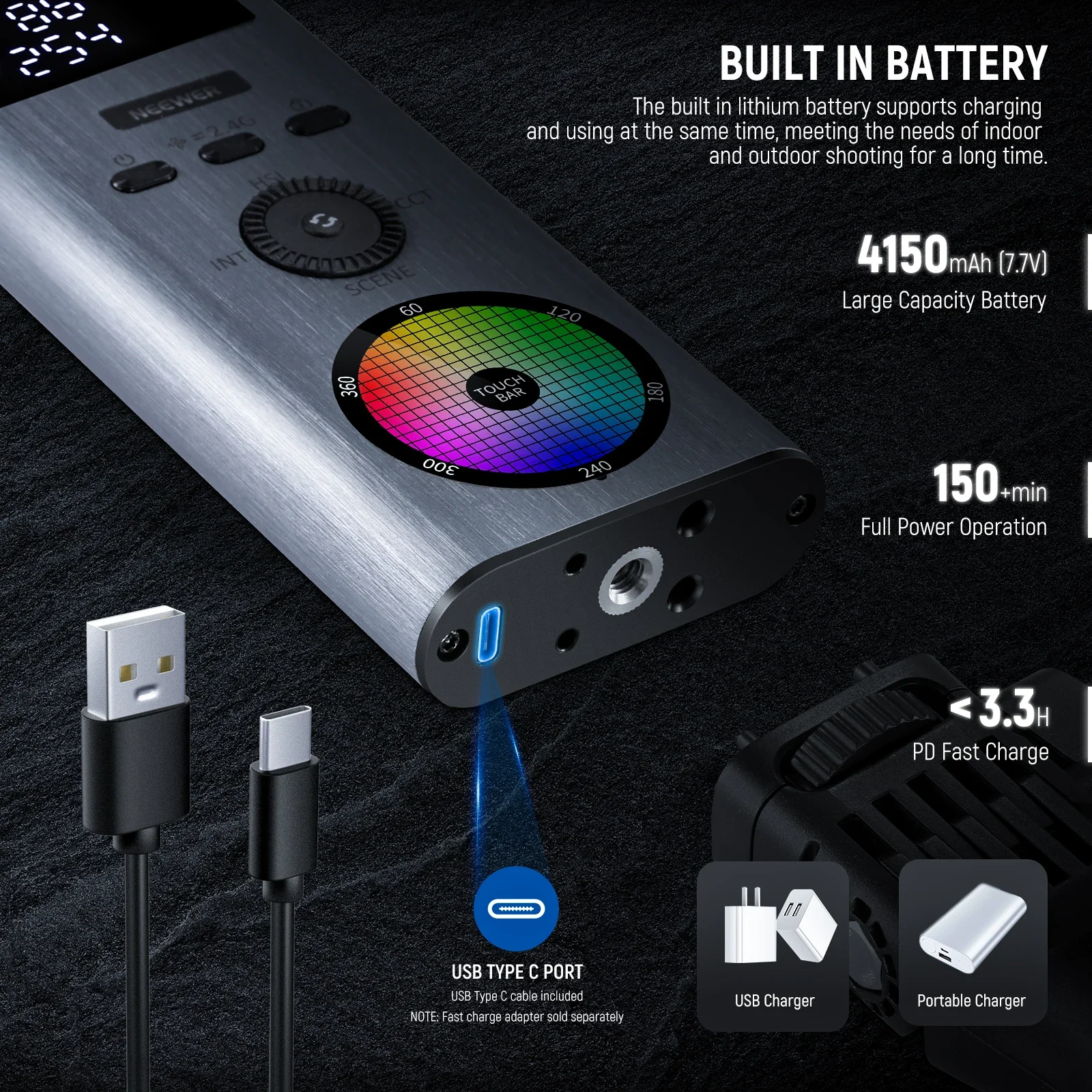 2500K-10000K Barra De Luces Led RGB 15W RGB Led Light Bar NEEWER BH30S RGB Led Tube Light with 2.4G/APP Control