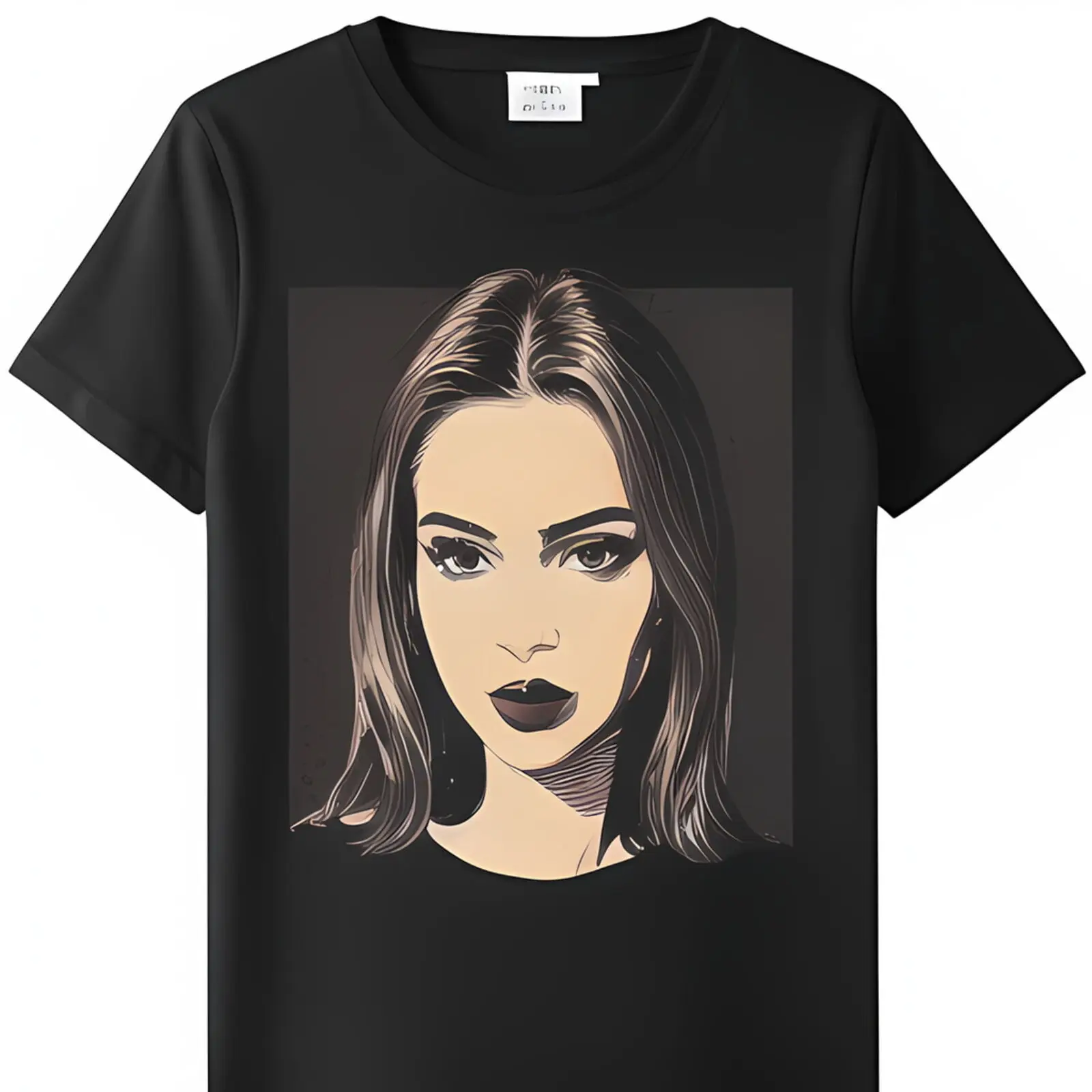 

Kendall Jenner Art Style Black T-Shirt Lipstick Design Vintage T-Shirt