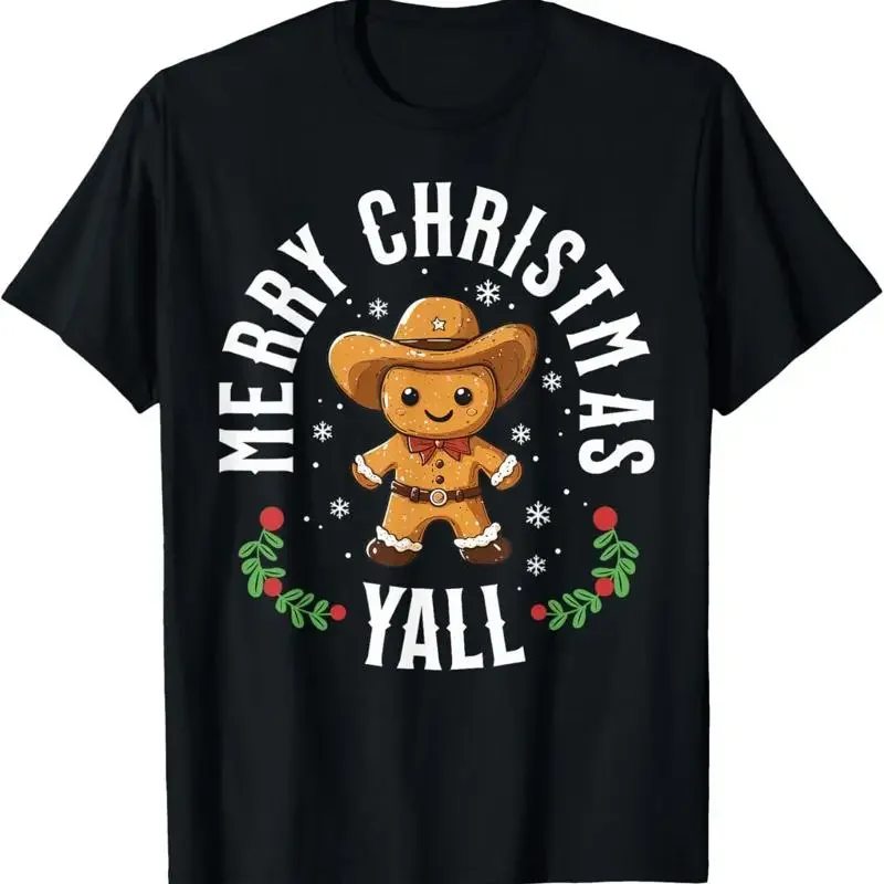Merry Christmas Yall Gingerbread Cowboy Howdy Western Xmas T-Shirt