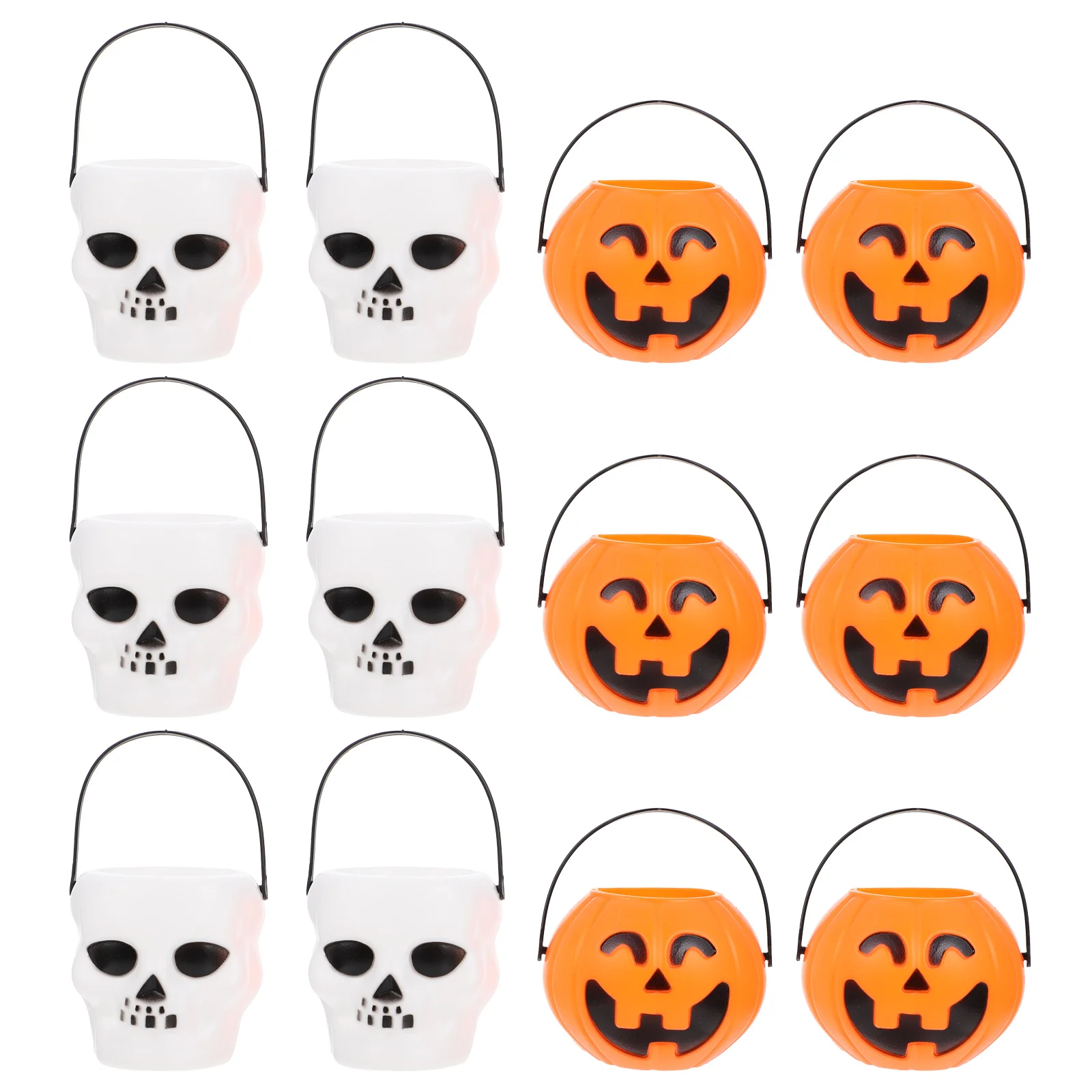 

12 Pcs Halloween Props Trick or Treat Pumpkin Buckets Candy Jar Festival Make up Child